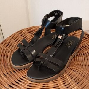 Franco Sarto Black Leather Strappy Dosha Sandal Womens 6.5